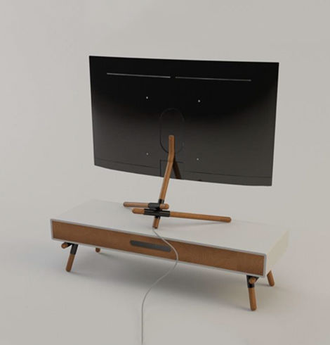 An image shows < Ppalli Ppalli Palitos > work which was selected as the shortlist in the competition contest of Samsung Electronics QLED TV stand.