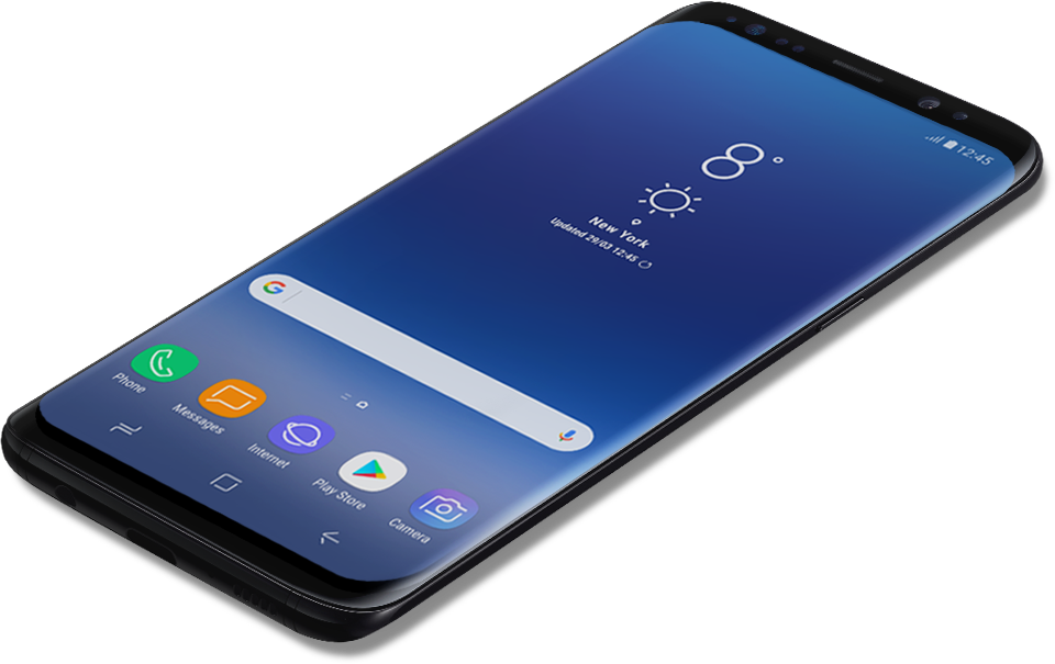 An image showing the natural fit of Galaxy S8 and its GUI