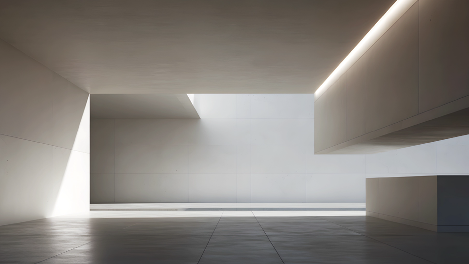 Interior space emphasizing strong architectural lines