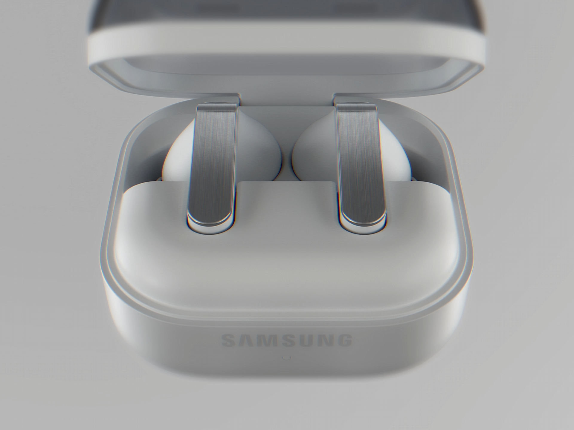 Galaxy Buds4 Pro White with a cradle