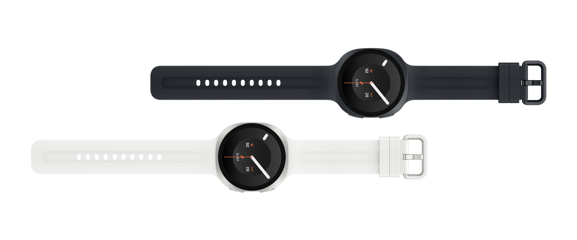 Galaxy Watch9 in Graphite and Cream arranged vertically.