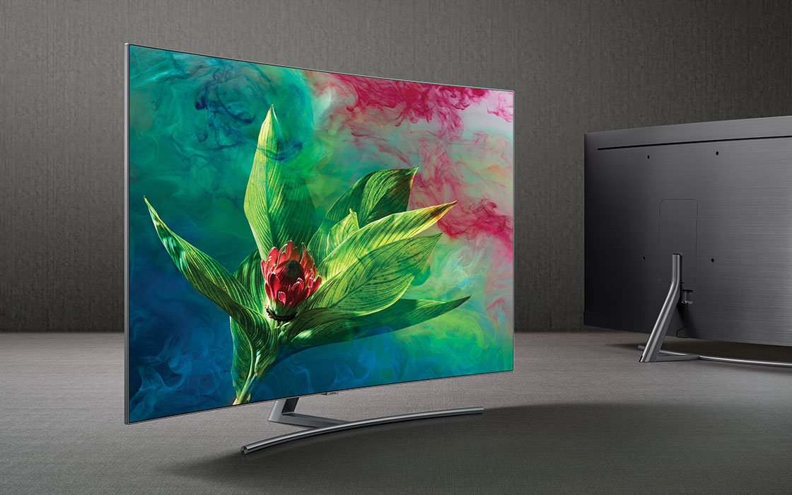 These are the product images of the QLED TV Q9, Q8, Q7, and Q6, all with onscreen images featuring on the respective screens.