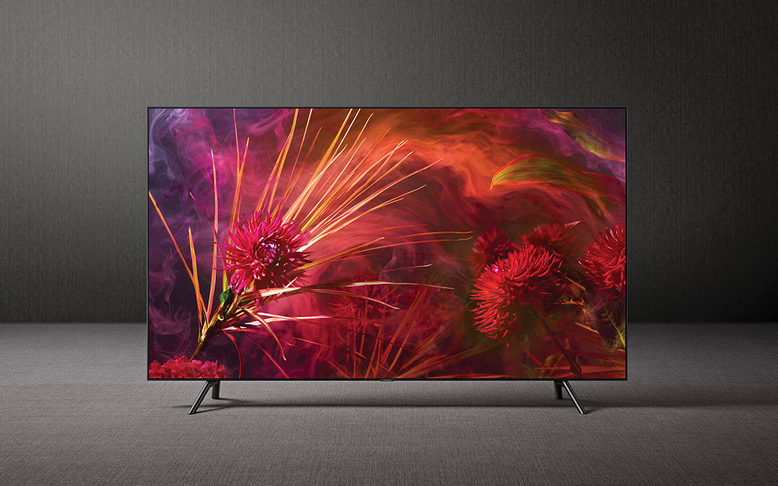 These are the product images of the QLED TV Q9, Q8, Q7, and Q6, all with onscreen images featuring on the respective screens.