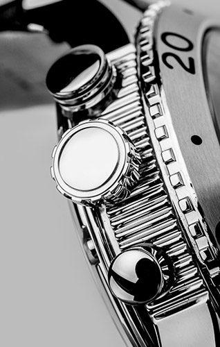 A detail image of a watch bezel.