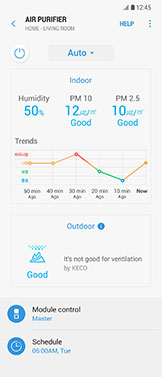 This is an image of a Samsung Cube that is synced with a smartphone app.
