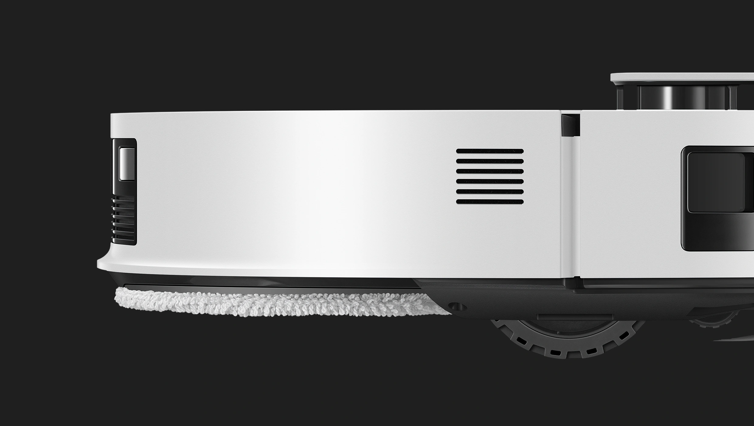 An image showing the mop, wheels, and sensors on the lower part of the product.