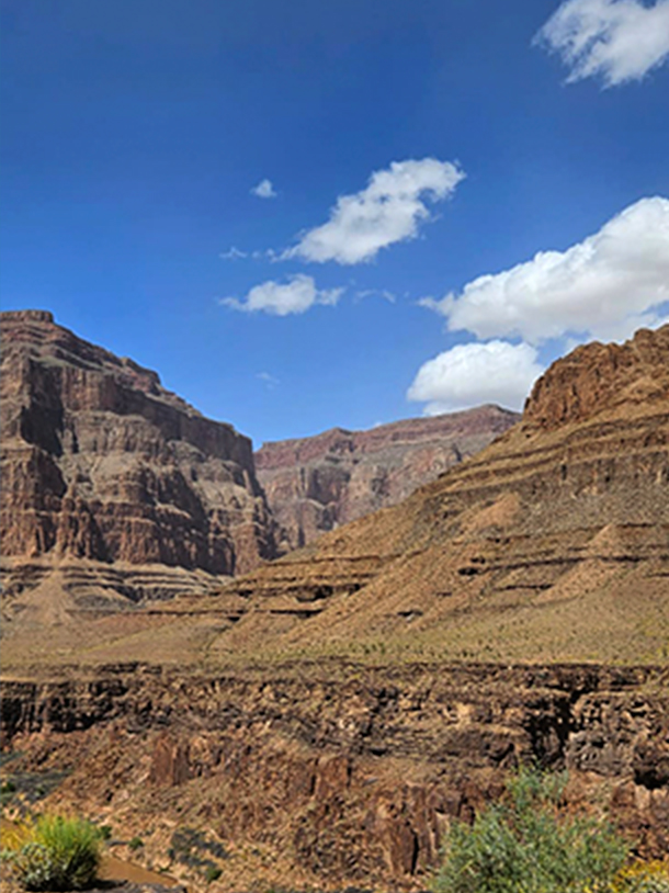 A daytime view of the Grand Canyon.
