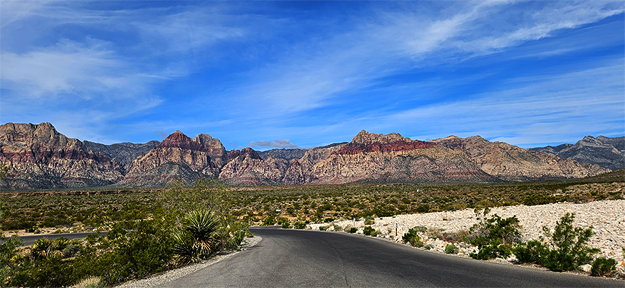 The wide open road to Red Rock Canyon.