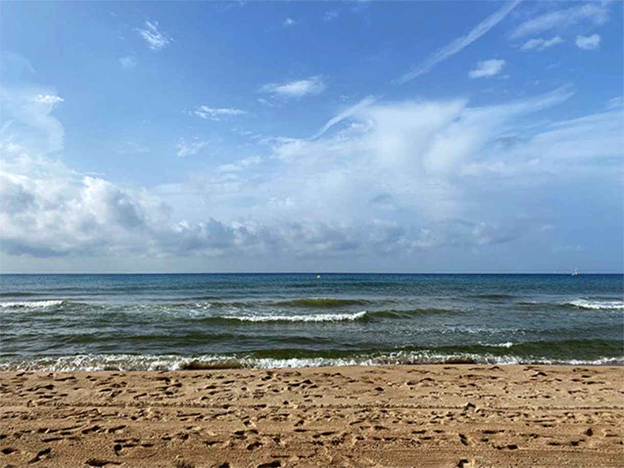 Castelldefels beach in Spain, photographed during the day.