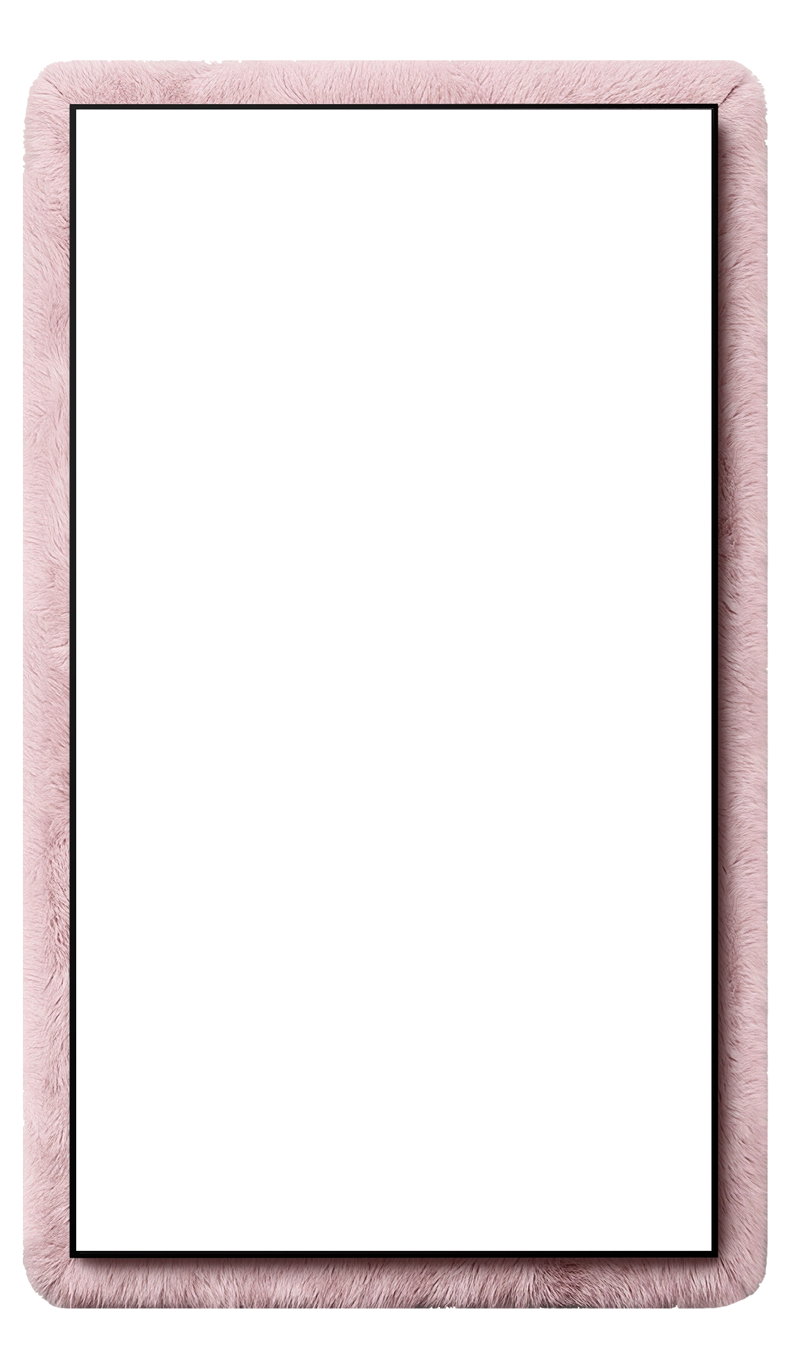 Inside a frame covered in long pale pink fur stands an ivory Bespoke AI Family Hub refrigerator with several doors and a vertical screen. Fluffy pink, yellow, and light blue flowers surround it, while snow, small flowers, and a glowing sky create a warm late-winter scene.
