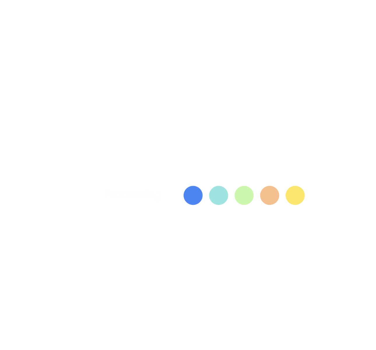 Each stage presents a distinct color palette. The 'Result' stage features shades of blue, sky blue, and a greenish hue blending sky blue and yellow. In the 'Input' stage, a deep blue shade is added to the 'Result' palette. The 'Processing' stage further expands the palette by introducing deep orange and yellow. Finally, the 'Entry' s the same l palette seen in the 'Result' stage.