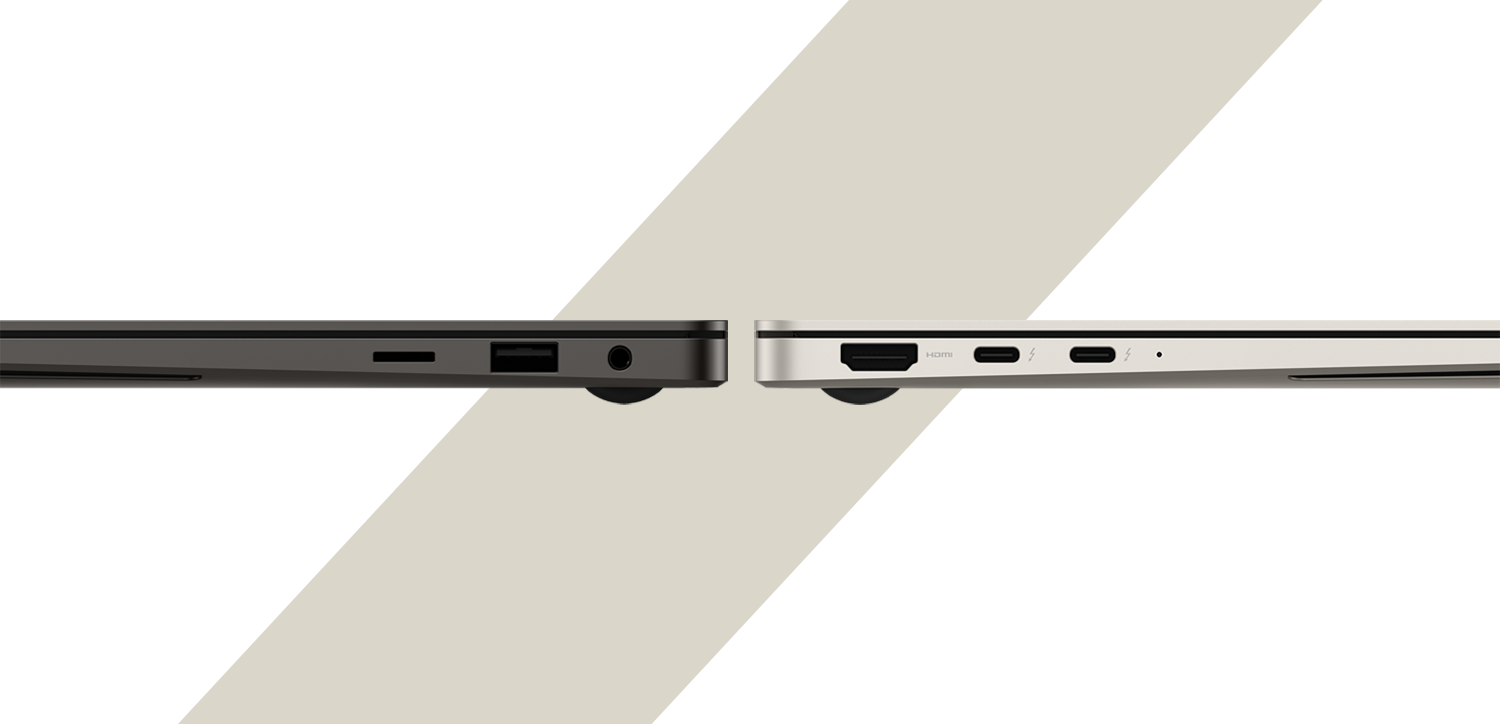 This image describes the full ports on both sides of the Galaxy book 3.