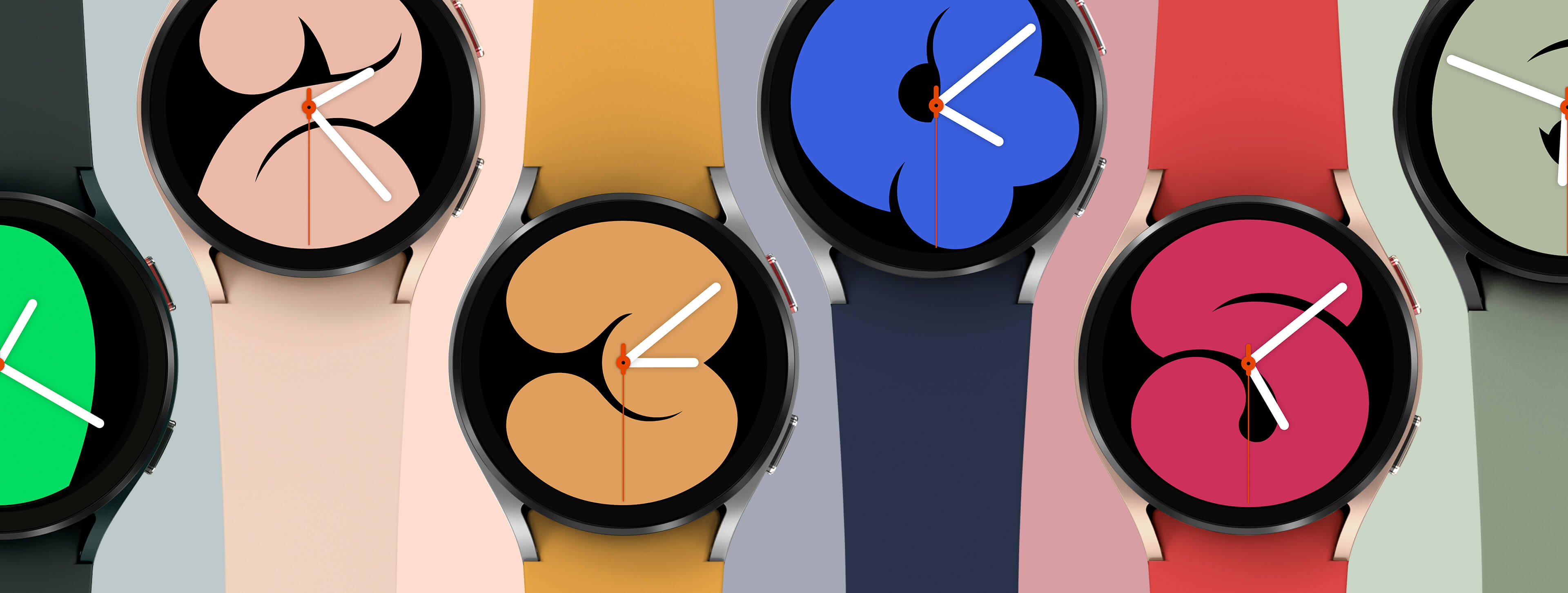 This is a colorful strap image of Galaxy Watch4.