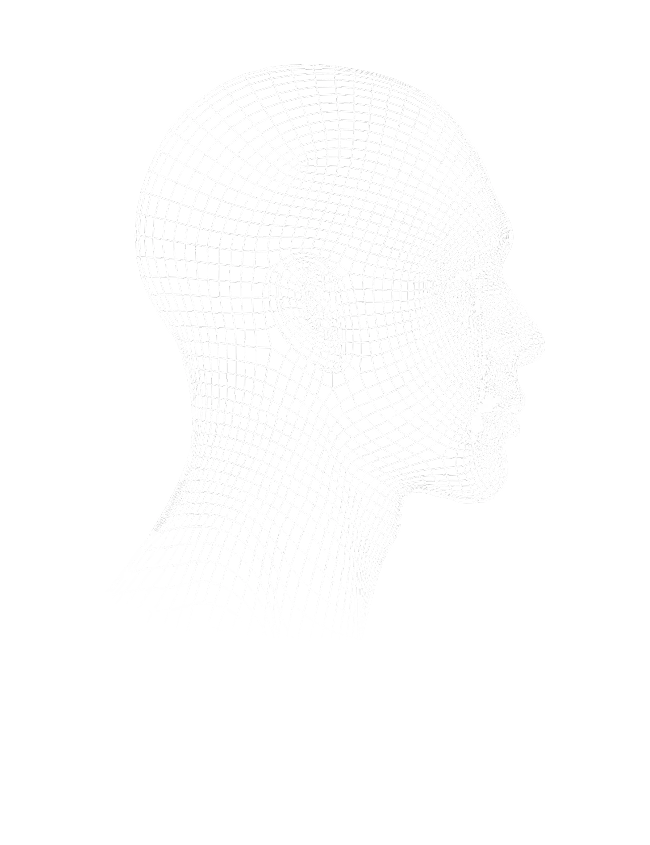Mesh line image showing the side profile of a person’s head facing right