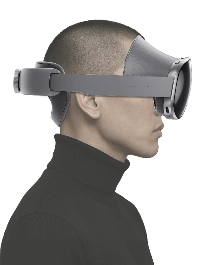 Samsung galaxy XR visual showing a mesh line figure transforming into a short-haired male.