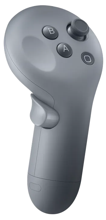 A silver galaxy XR right-hand controller.