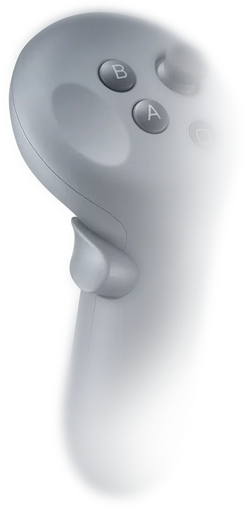 A silver galaxy XR right-hand controller.