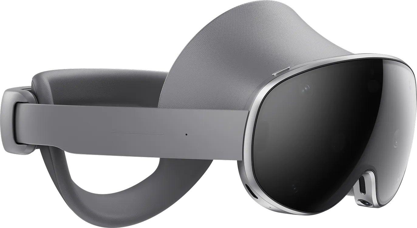 Side view of a dark silver Samsung Galaxy XR device.