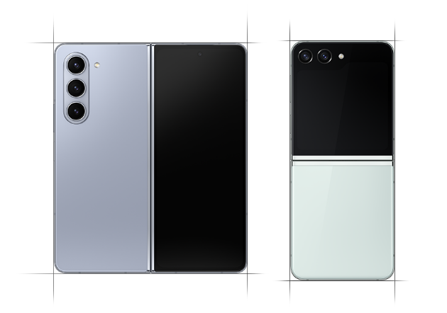 This image is of the Galaxy Z Flip 5 and Galaxy Z Fold 5 with the introduction of the Flex Window, where the display and the physical form of the device are symmetrical.