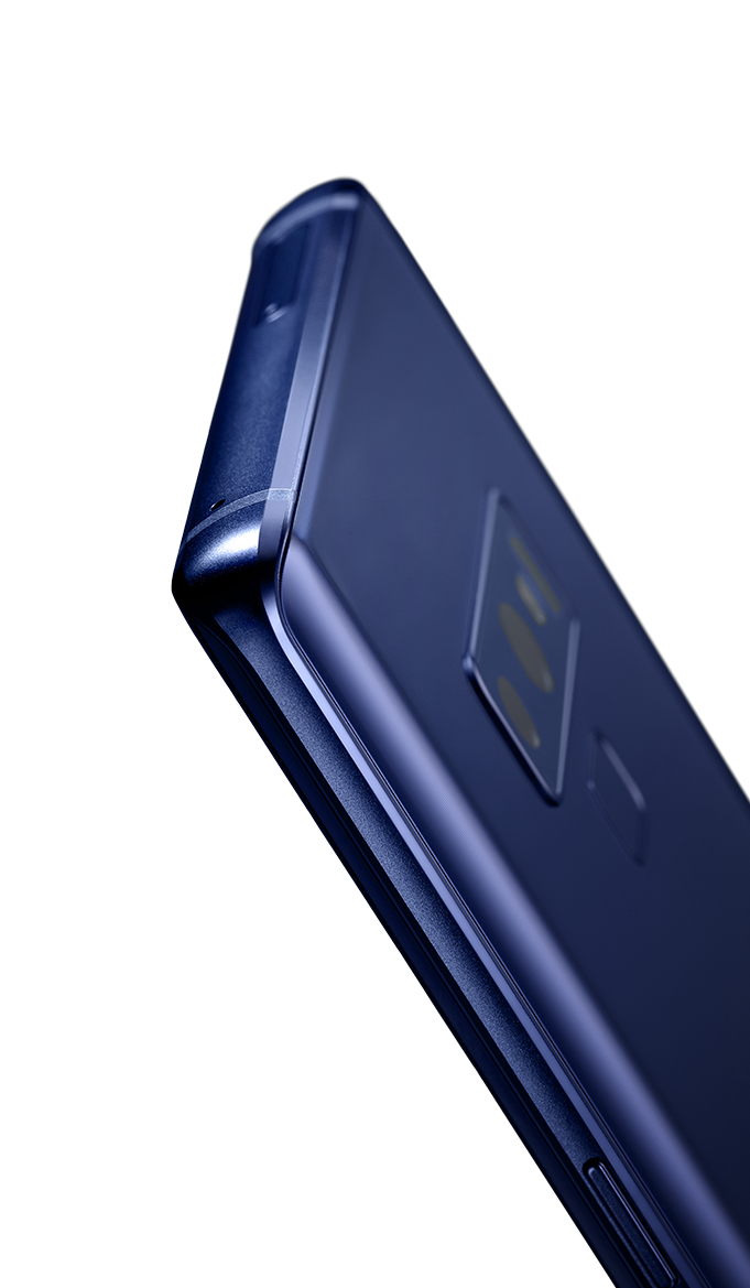 This is an image of a blue Galaxy Note9