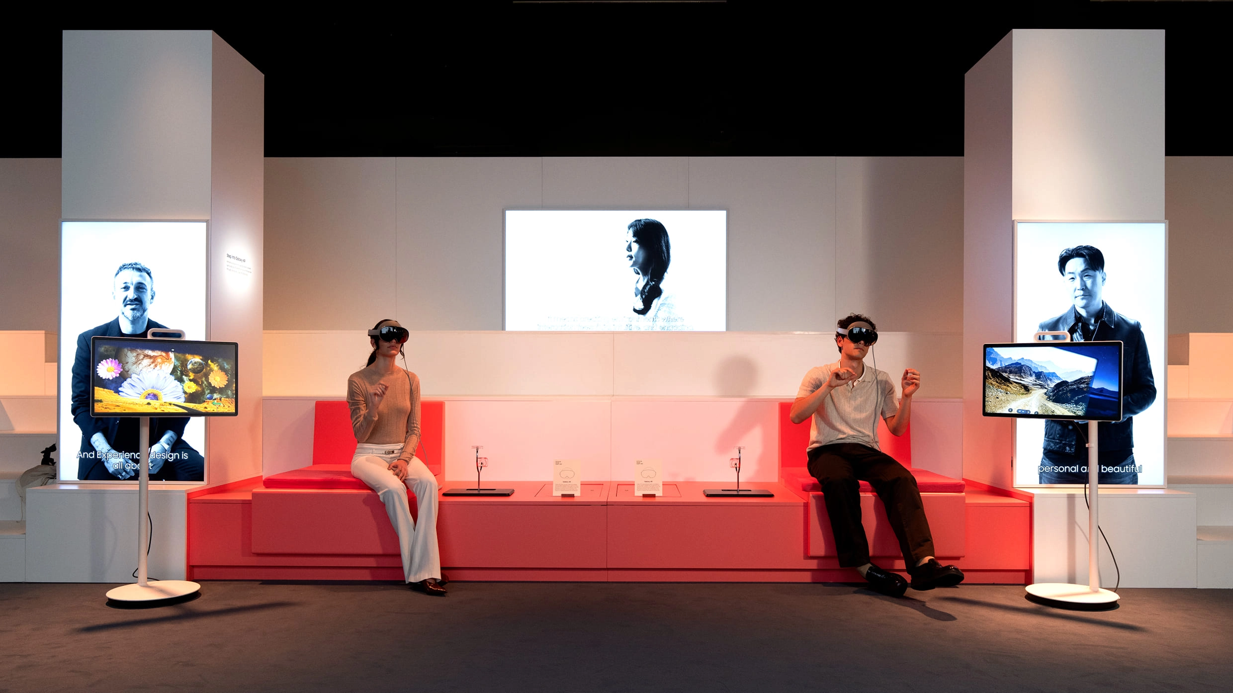 Visitors experiencing Galaxy XR in The Forum section.