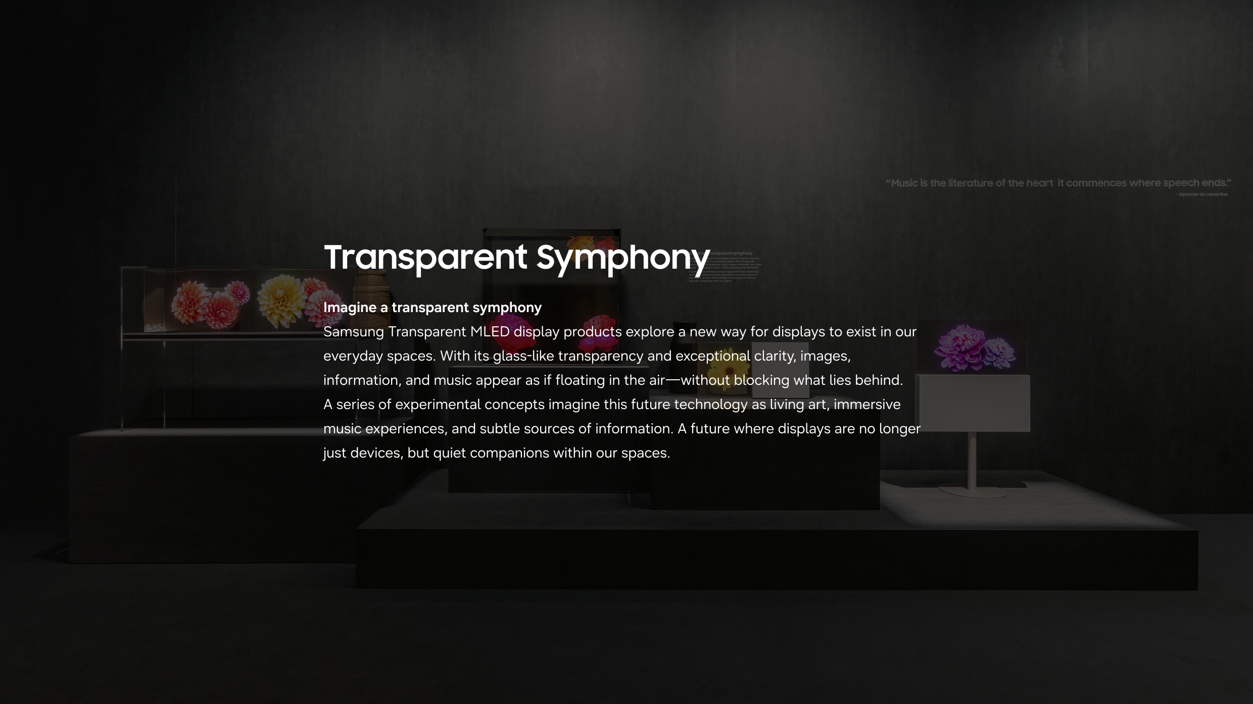 The Language of Sound & Space. Transparent Symphony: Experience of transparent displays integrating art and information into everyday space.
