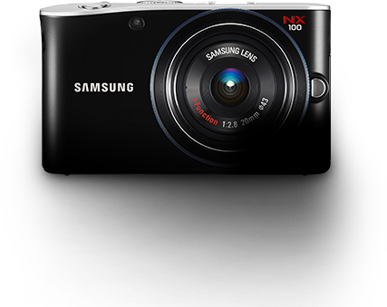 The front of Samsung Camera NX100 is shown.