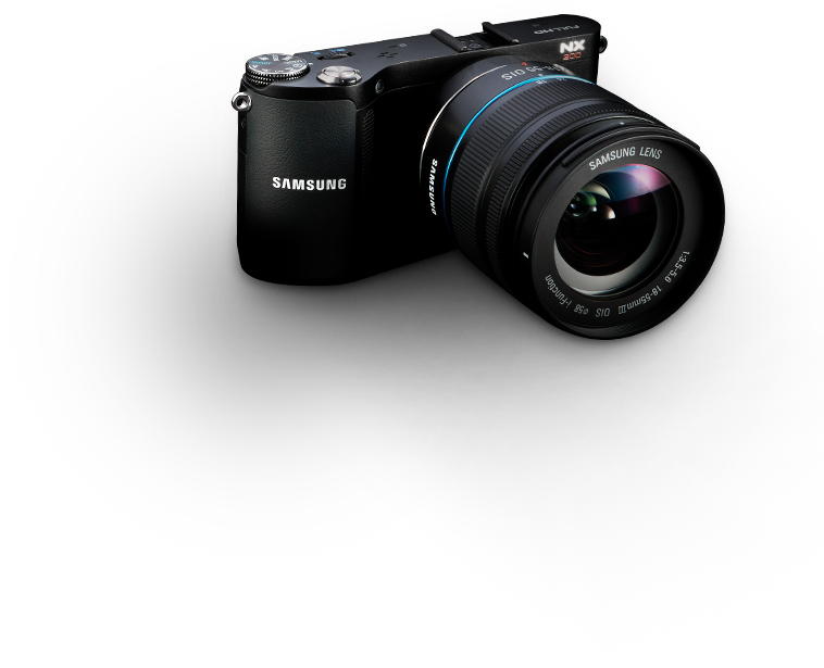 The front of Samsung Camera NX200 is shown.