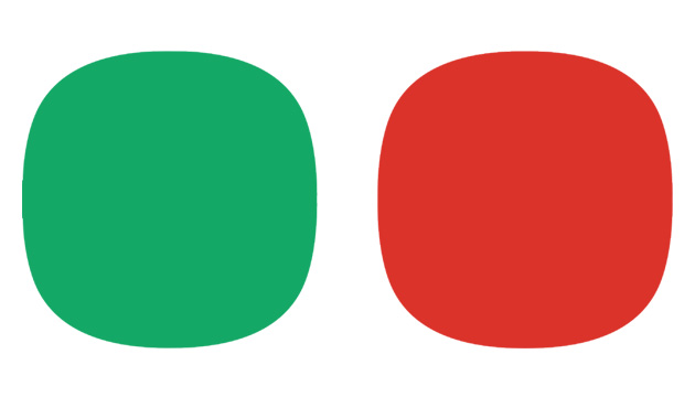 It is an image in which a green round square and a red round square are arranged side by side.