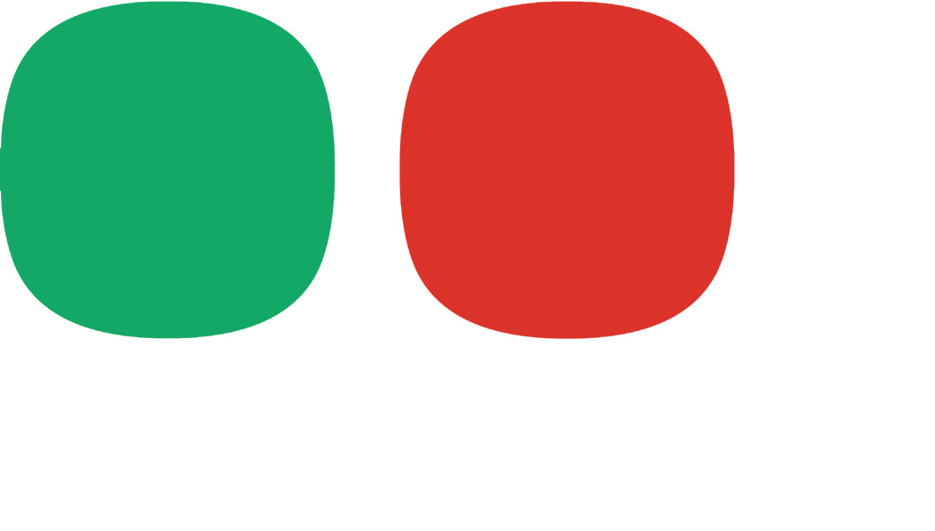 It is an image in which a green round square and a red round square are arranged side by side.