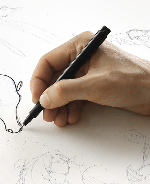 An image showing the artist DFT creating a sketch.