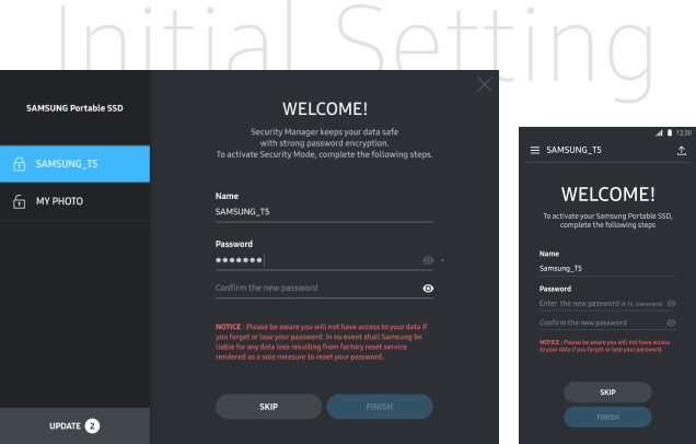 An image shows Samsung T5’s UX design.