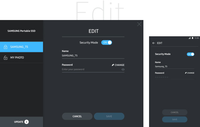 An image shows Samsung T5’s UX design.