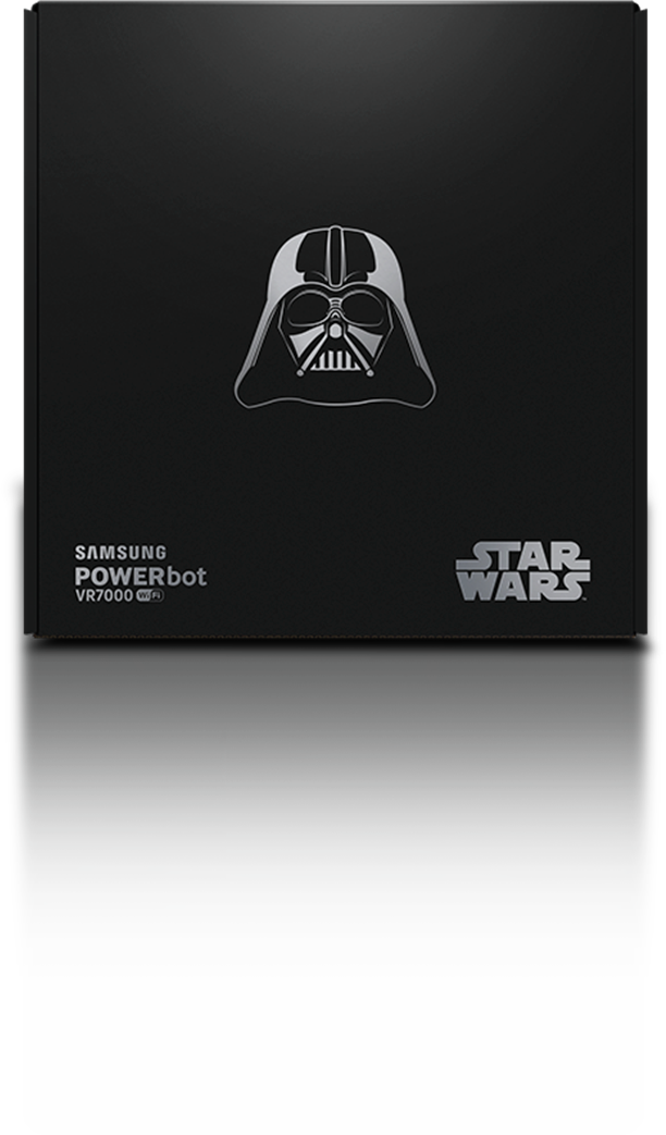 An image shows the packaging for both the Darth Vader and Stormtrooper versions of POWERbot (VR7000).