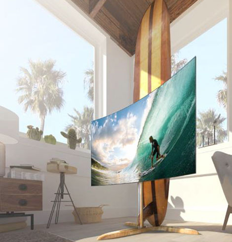 An image shows < Catch the Wave > work which was selected as the shortlist in the competition contest of Samsung Electronics QLED TV stand.