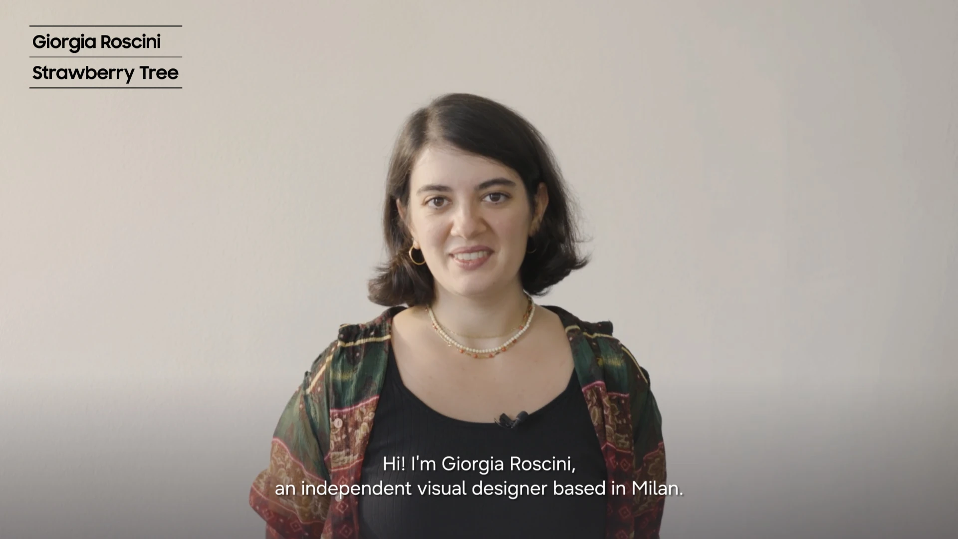 Thumbnail for an artist interview introducing STRAWBERRY TREE by Giorgia Roscini.
