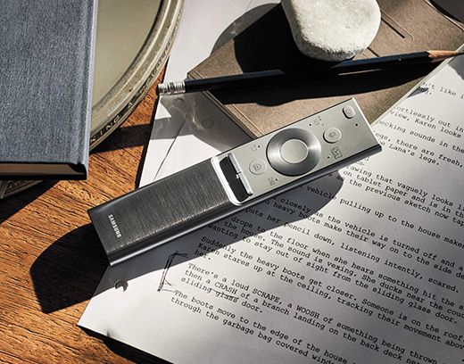 This is a product image of the QLED TV’s remote control.