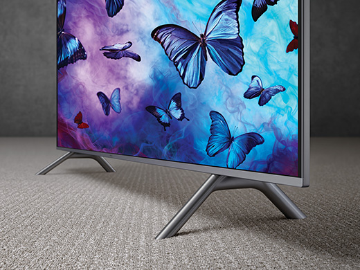 These are the product images of the QLED TV Q9, Q8, Q7, and Q6, all with onscreen images featuring on the respective screens.