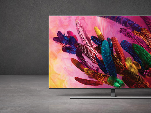 These are the product images of the QLED TV Q9, Q8, Q7, and Q6, all with onscreen images featuring on the respective screens.
