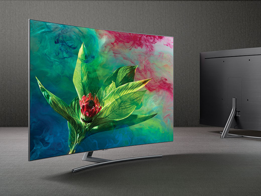 These are the product images of the QLED TV Q9, Q8, Q7, and Q6, all with onscreen images featuring on the respective screens.