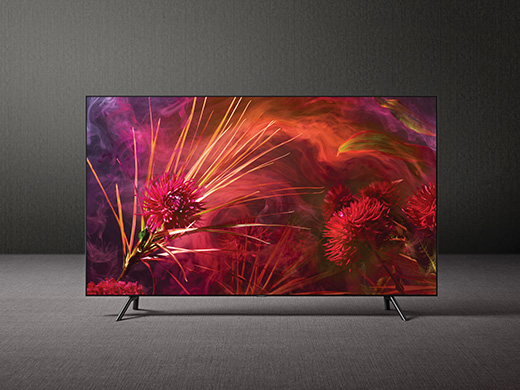 These are the product images of the QLED TV Q9, Q8, Q7, and Q6, all with onscreen images featuring on the respective screens.