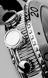 A detail image of a watch bezel.