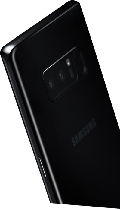An image shows the back of a black Samsung Galaxy Note 8.