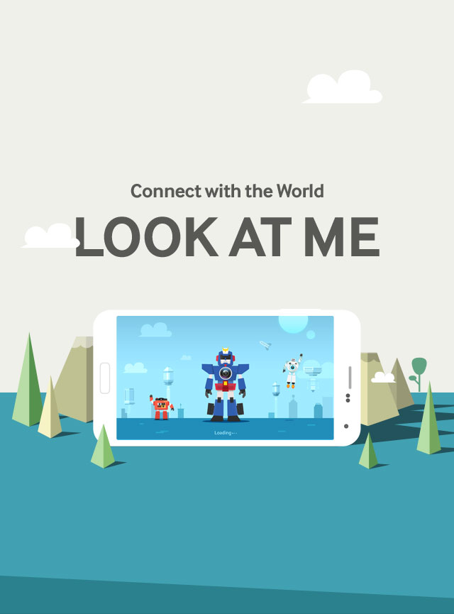 An image of the Look at Me ‘Robot Theme’ fills the screen