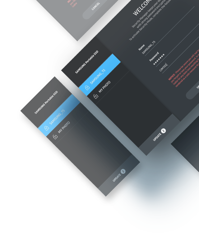An image shows Samsung T5’s UX design.