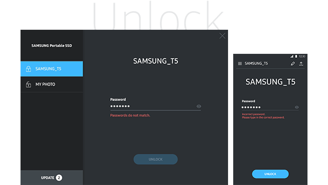 An image shows Samsung T5’s UX design.
