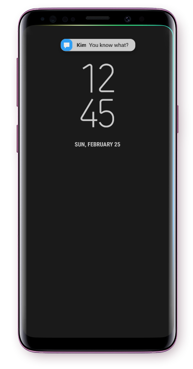 A screen that showcases four different versions of the Edge Lighting in action shows up on the Galaxy S9’s screen.