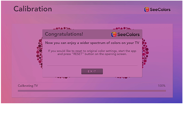 Screen of Seecolors app on a smart TV.