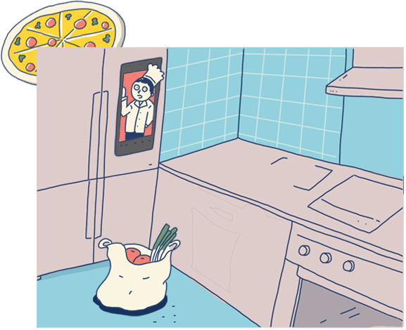 This is a drawing of the information from the fridge letting know how to make a pizza.