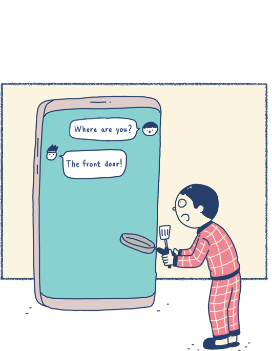 This is a drawing of a smartphone having a conversation with friend through text messages.
